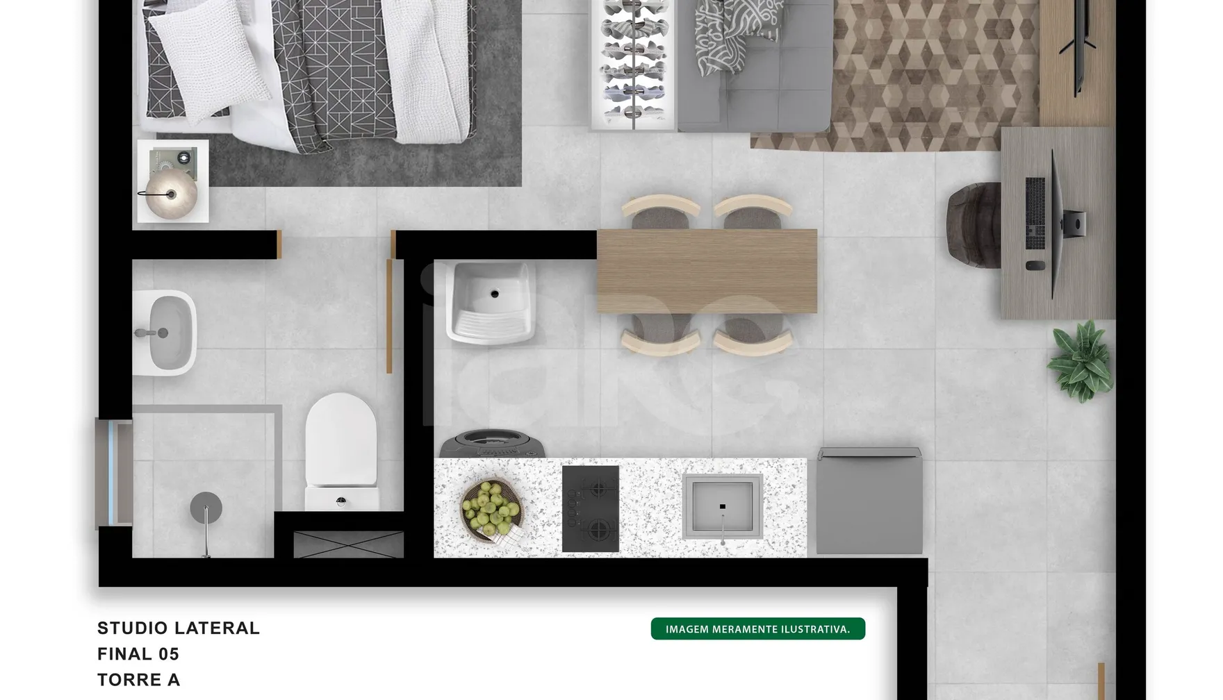 Planta — Studio 24,58 m²