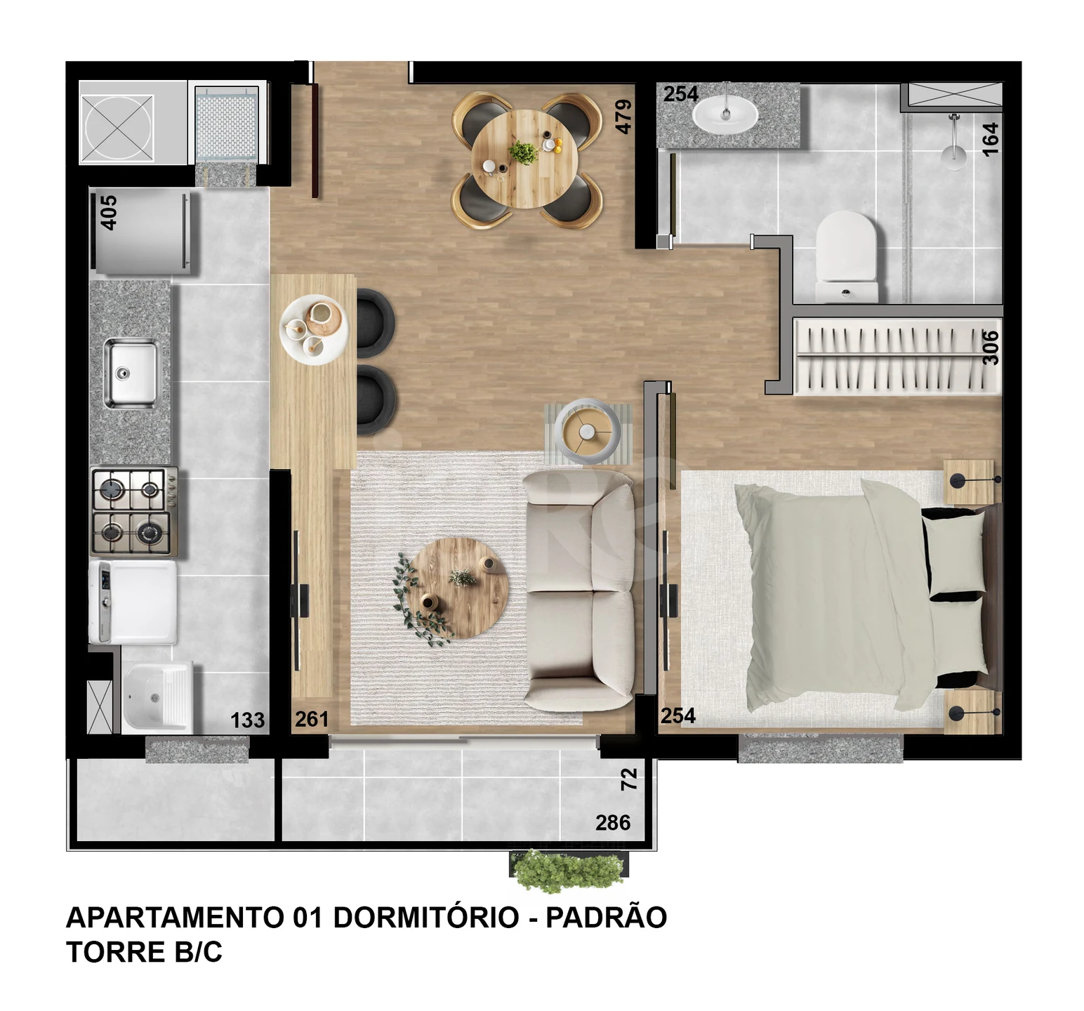 Planta — Apartamento 36,76 m²