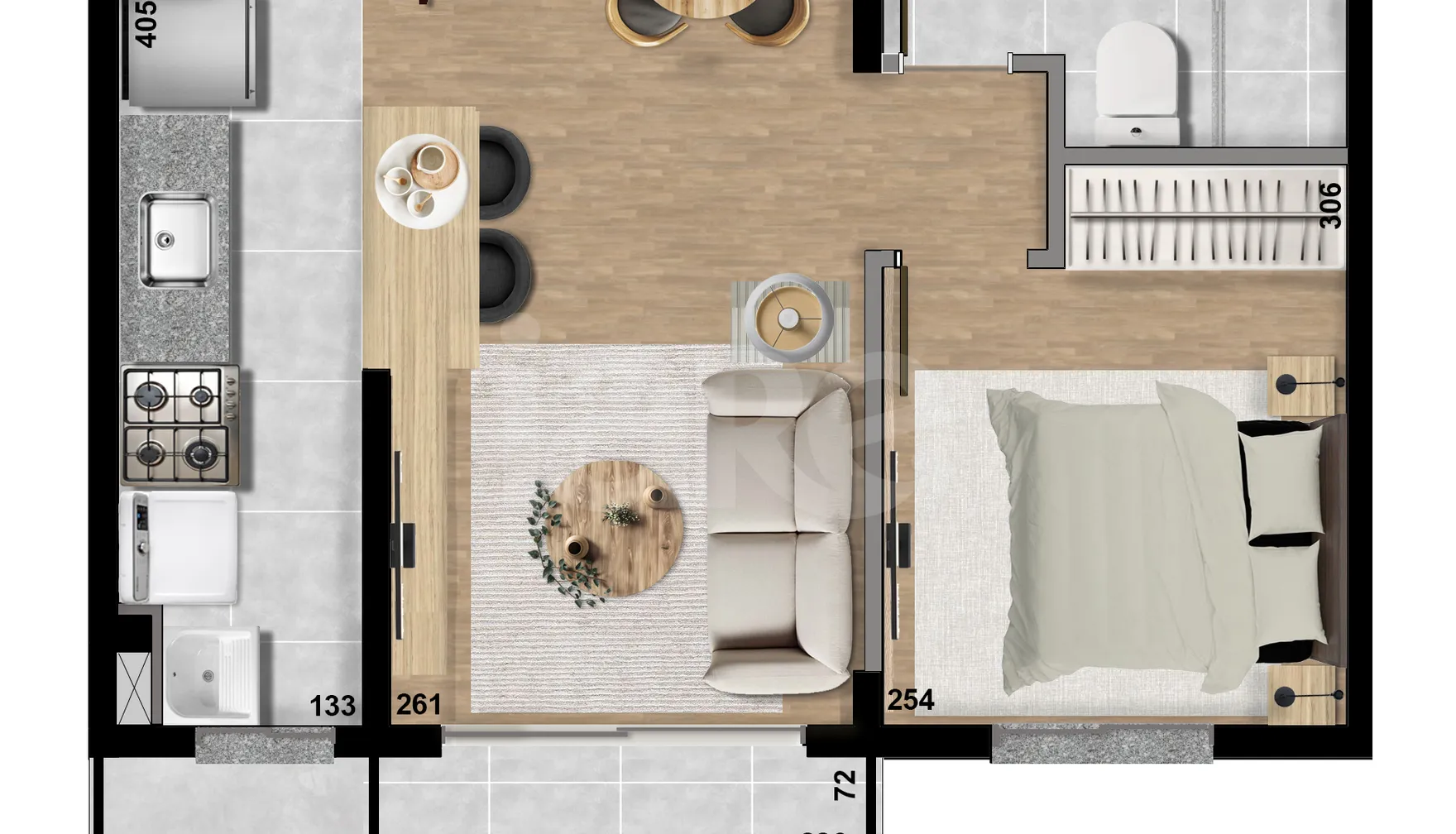 Planta — Apartamento 36,76 m²