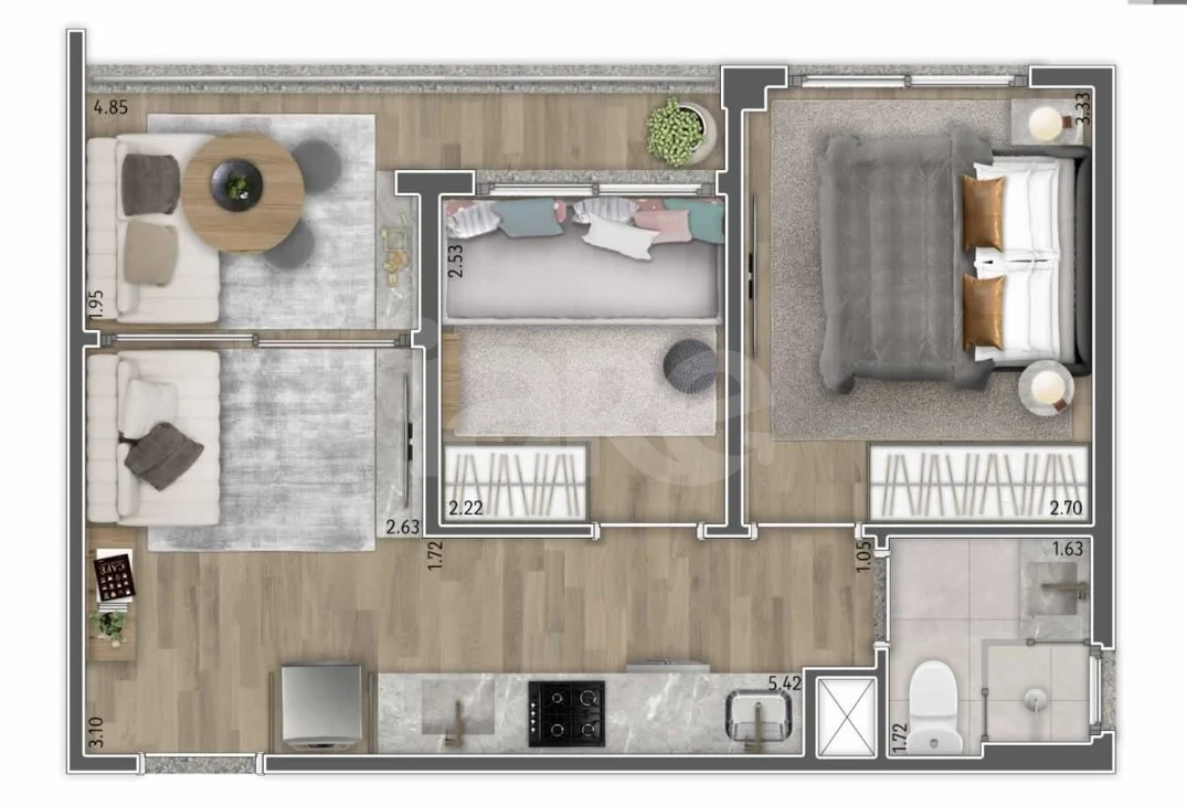 Planta — Apartamento 38,23 m²