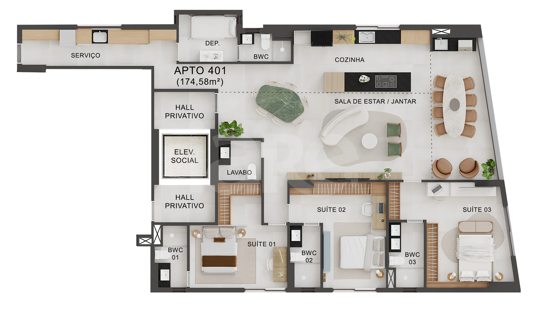 Planta — Apartamento 174,58 m²