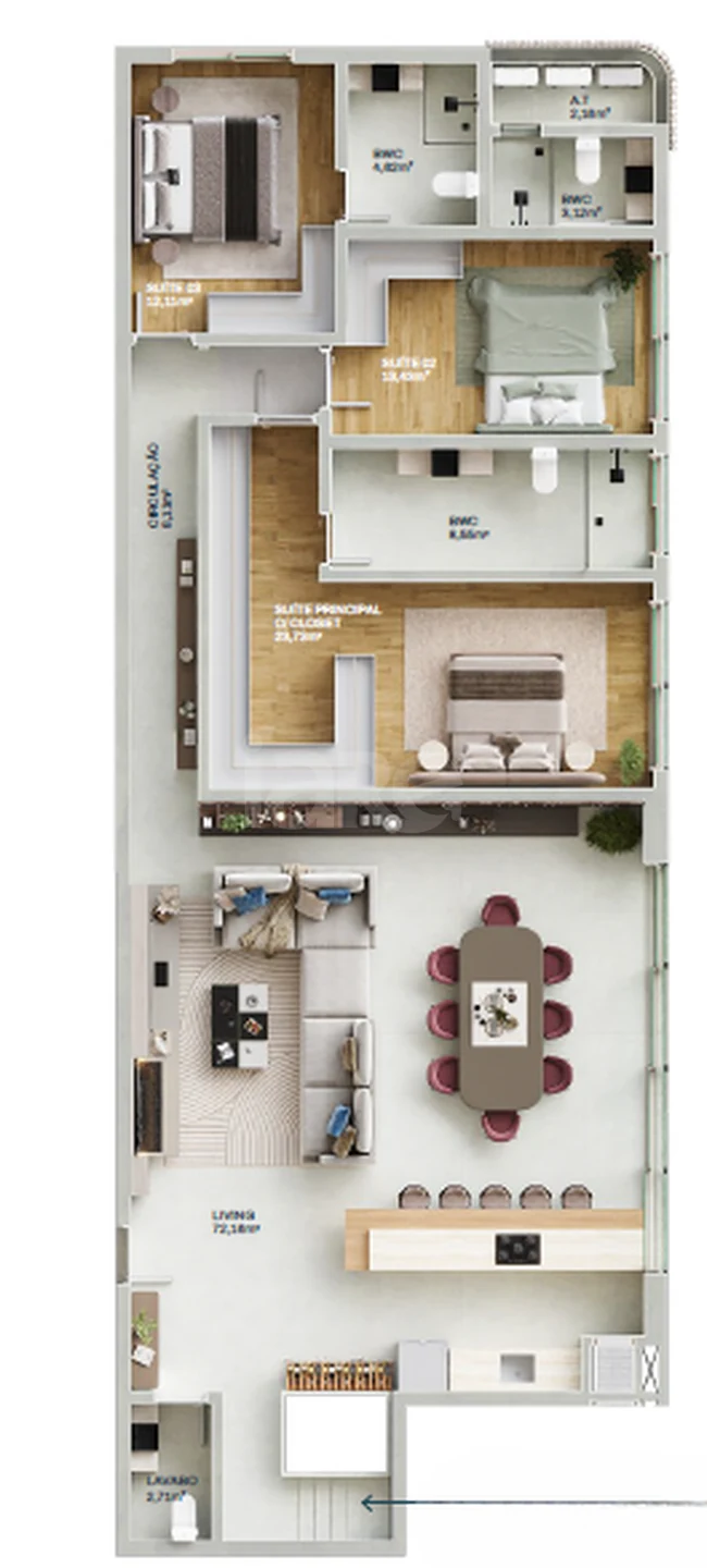 Planta — Apartamento 173,32 m²