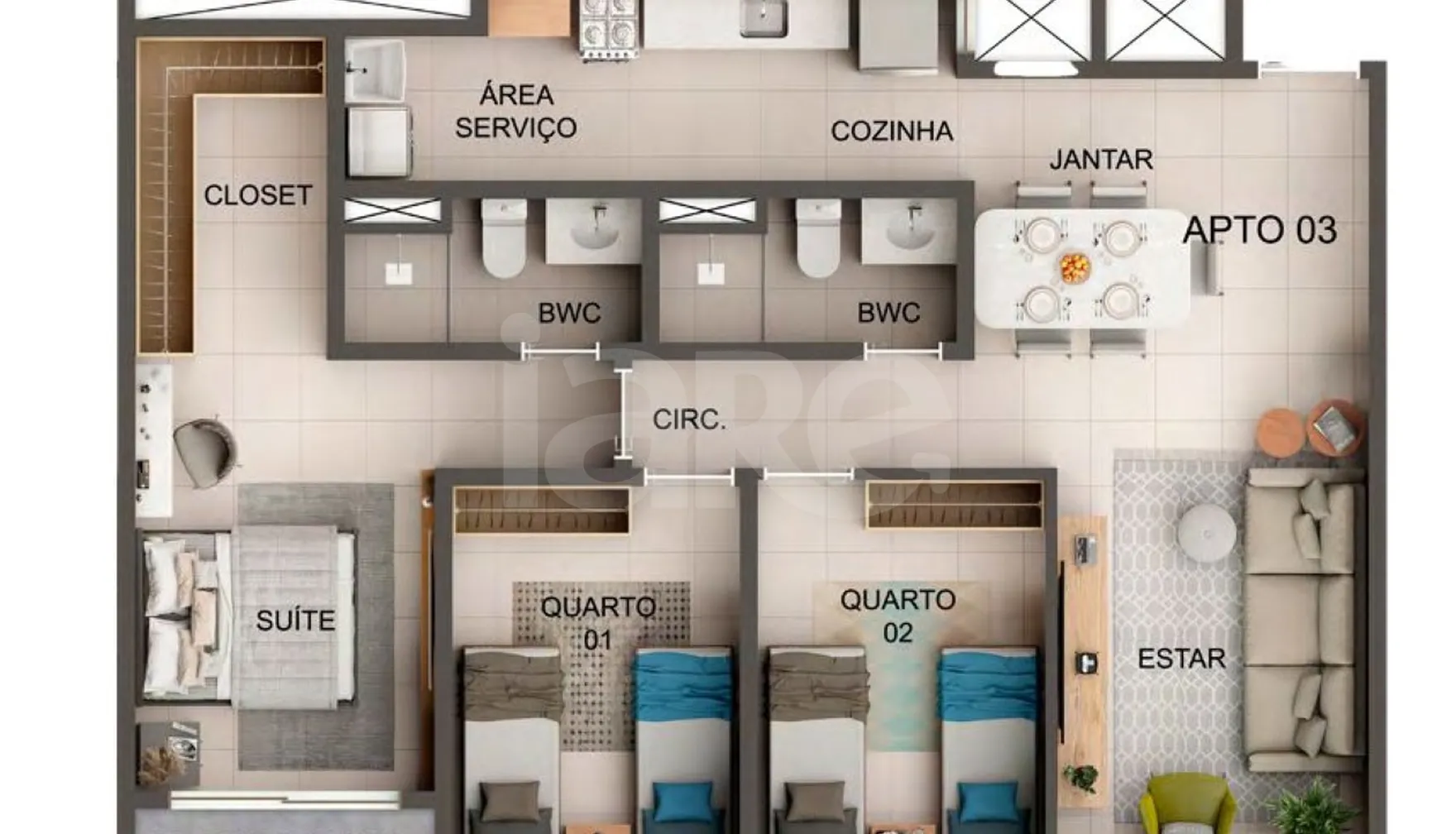 Planta — Apartamento 74,14 m²
