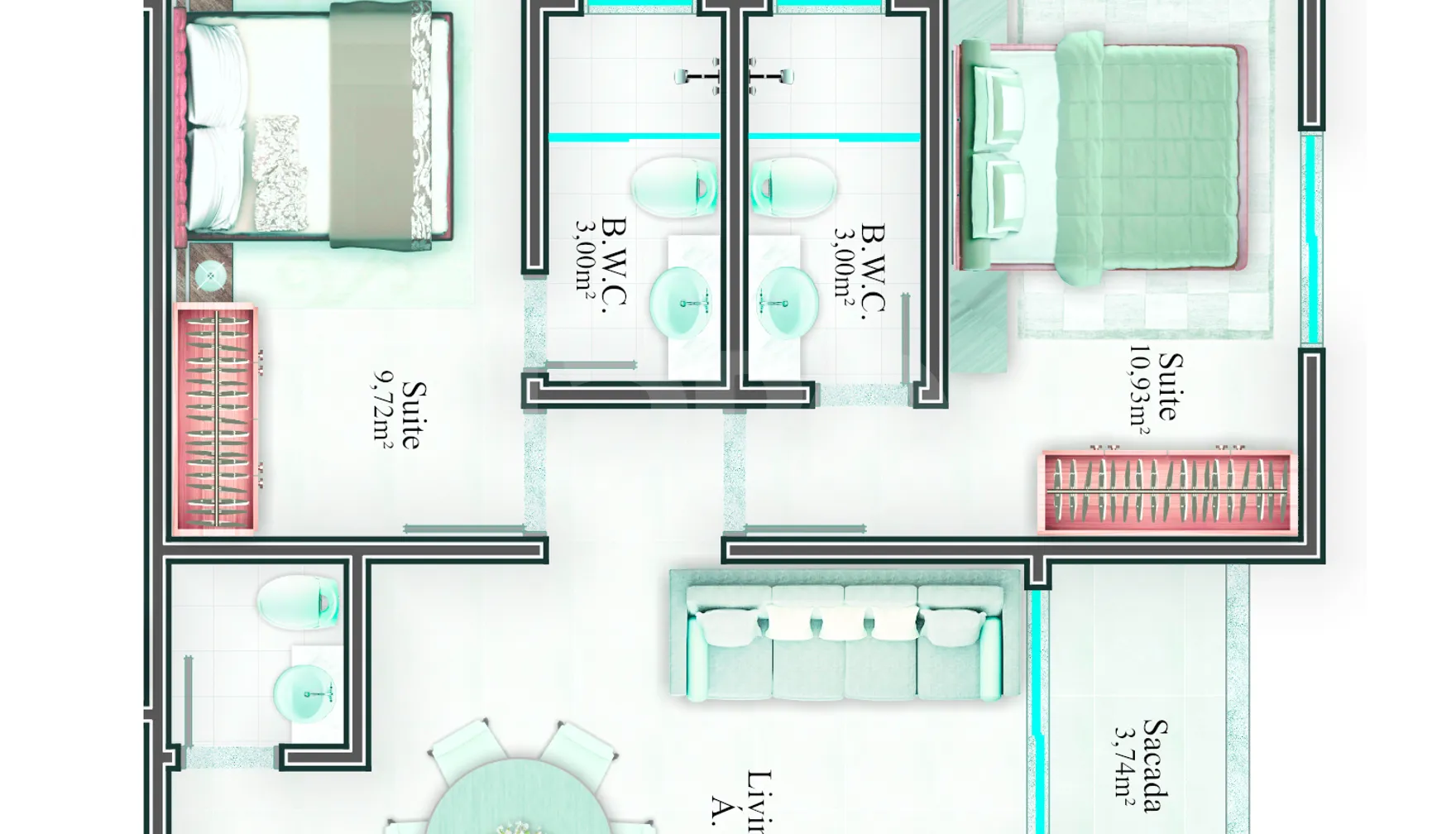 Planta — Apartamento 62,95 m²