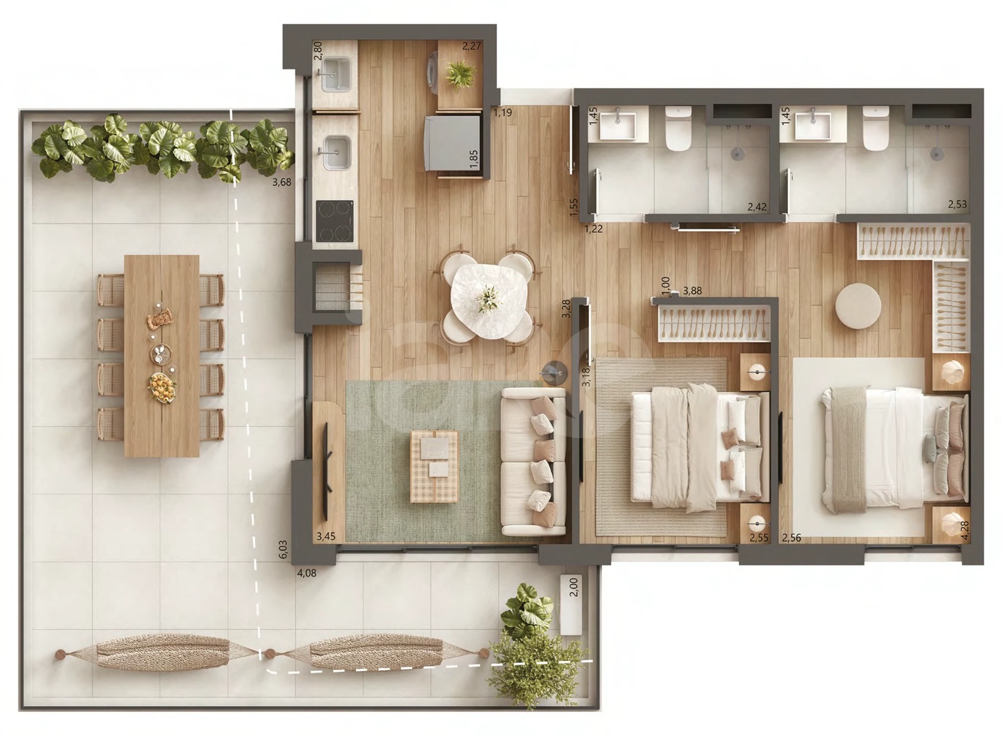 Planta — Garden 96,87 m²