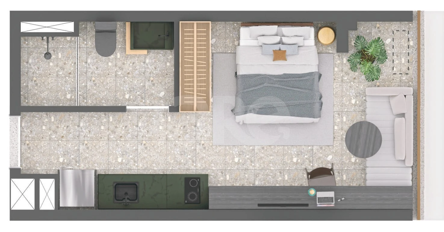 Planta — Studio 23,45 m²