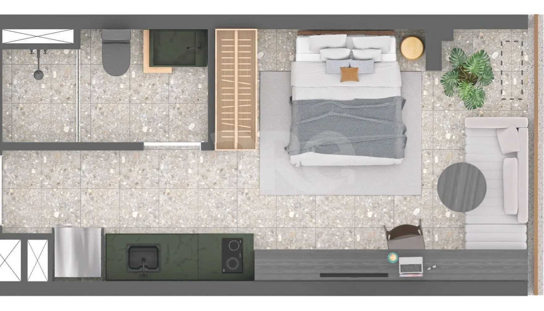 Planta — Studio 23,45 m²