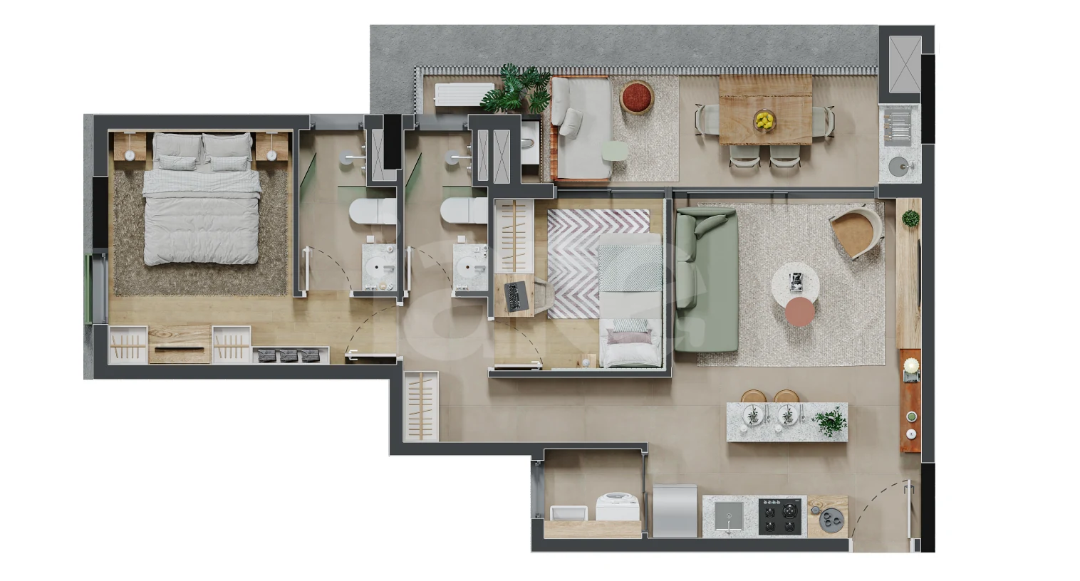 Planta — Apartamento 64,86 m²