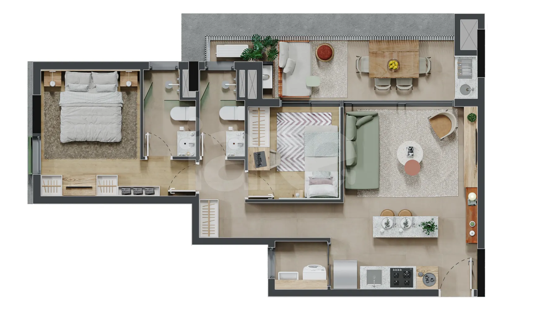 Planta — Apartamento 64,86 m²