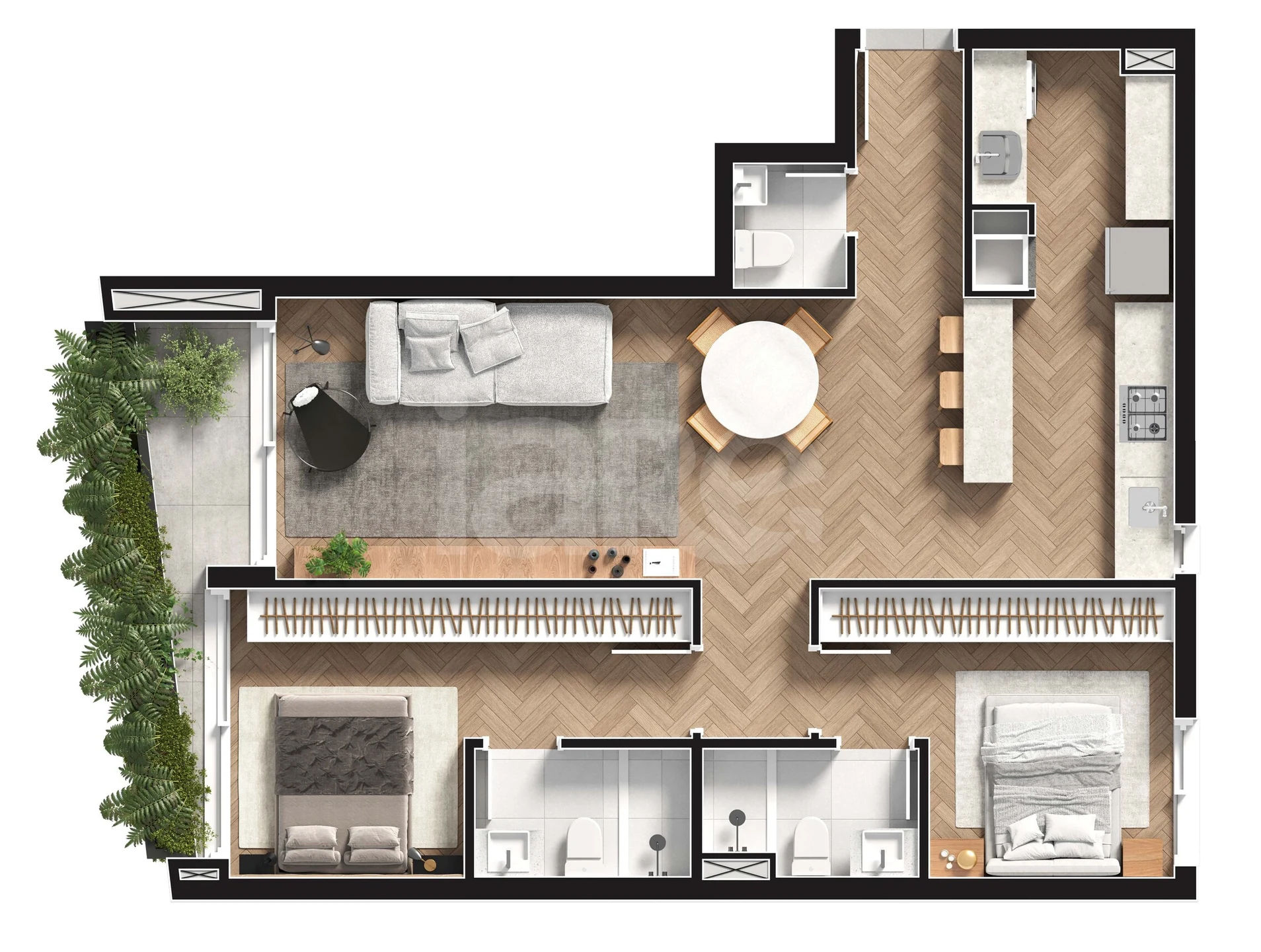 Planta — Apartamento 80,1 m²
