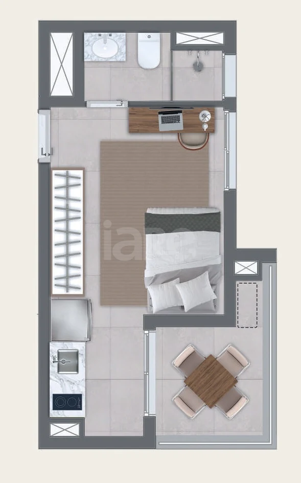 Planta — Studio 25,45 m²