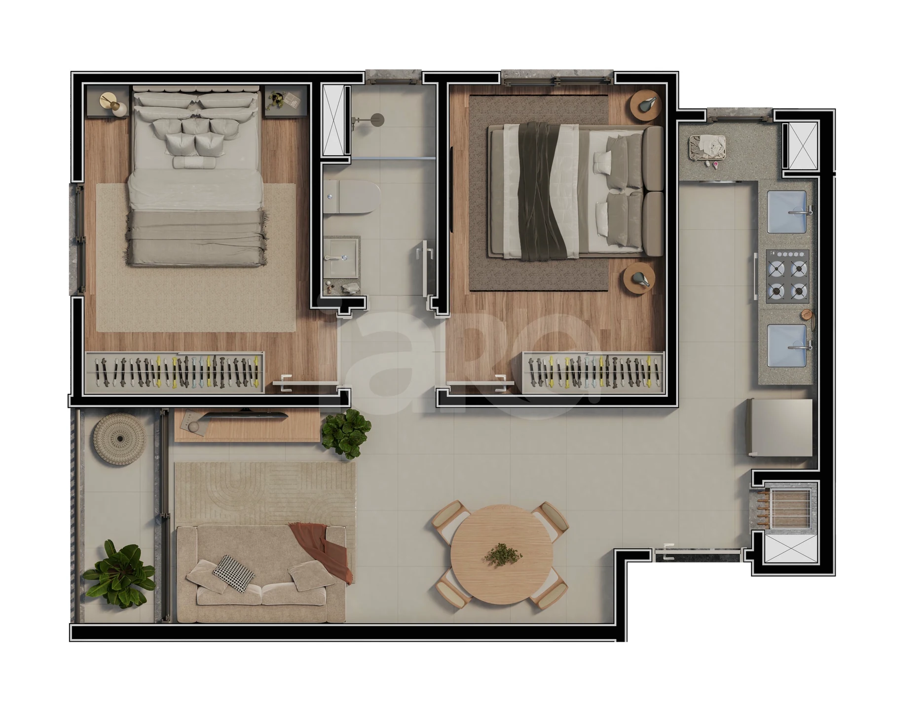 Planta — Apartamento 45,36 m²