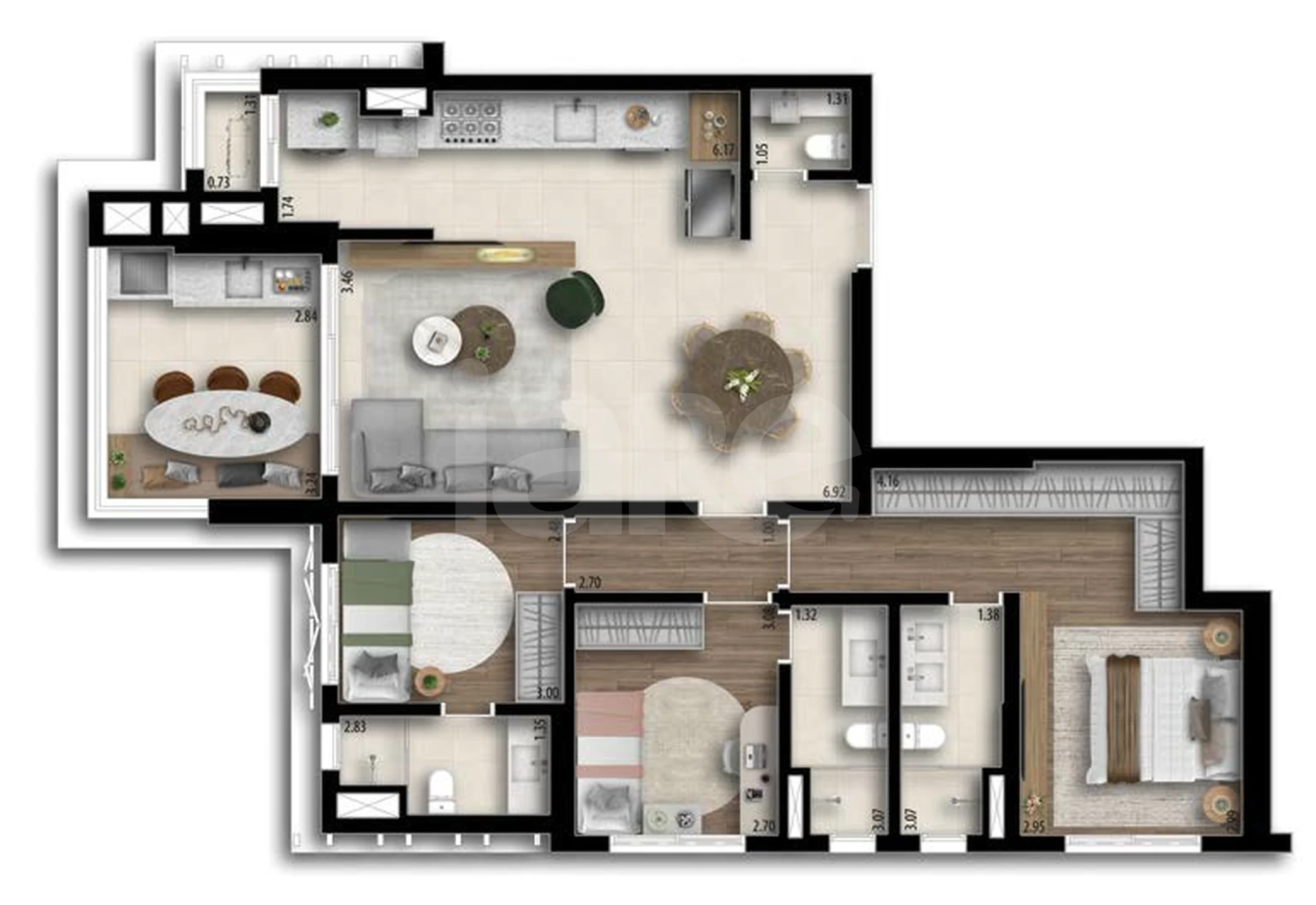 Planta — Apartamento 120,67 m²