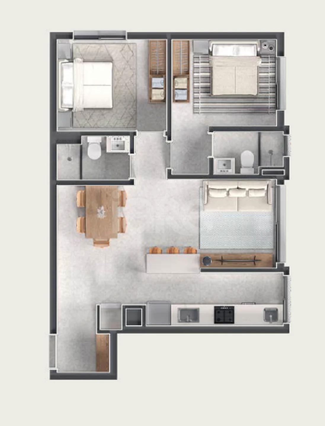 Planta — Apartamento 59,17 m²
