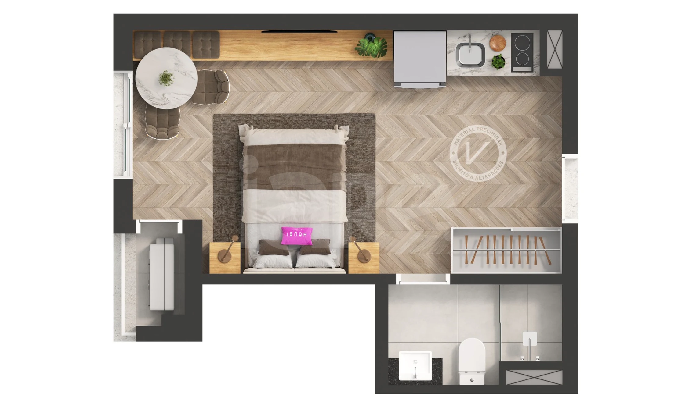 Planta — Studio 24,03 m²