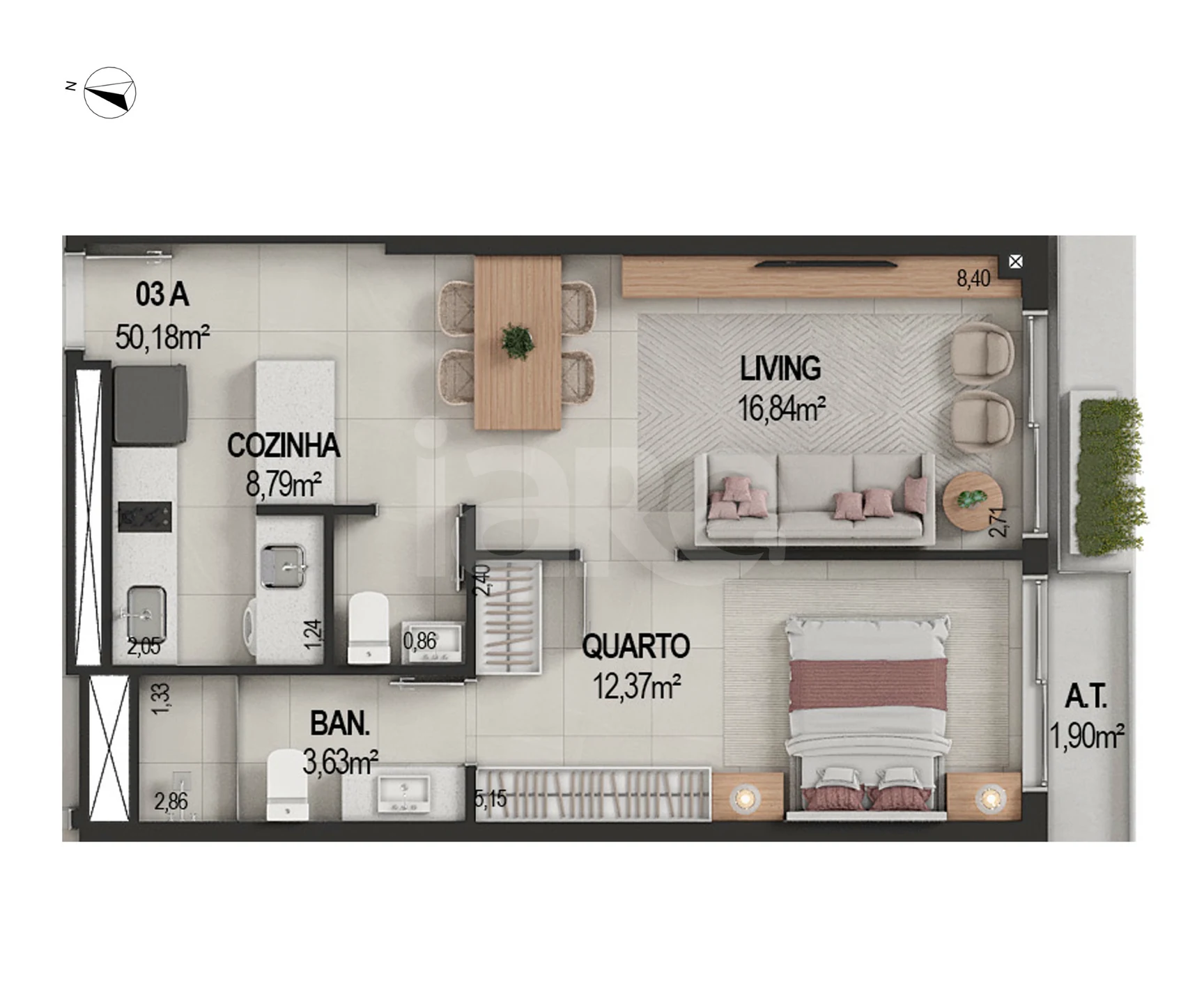 Planta — Apartamento 50 m²