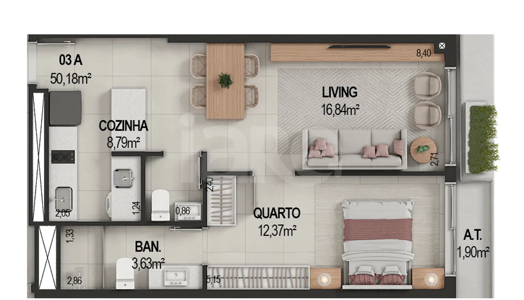 Planta — Apartamento 50 m²