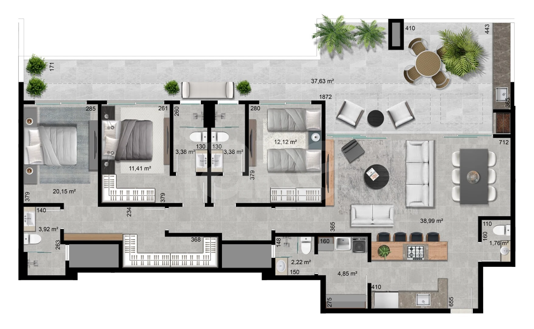 Planta — Apartamento 173,97 m²