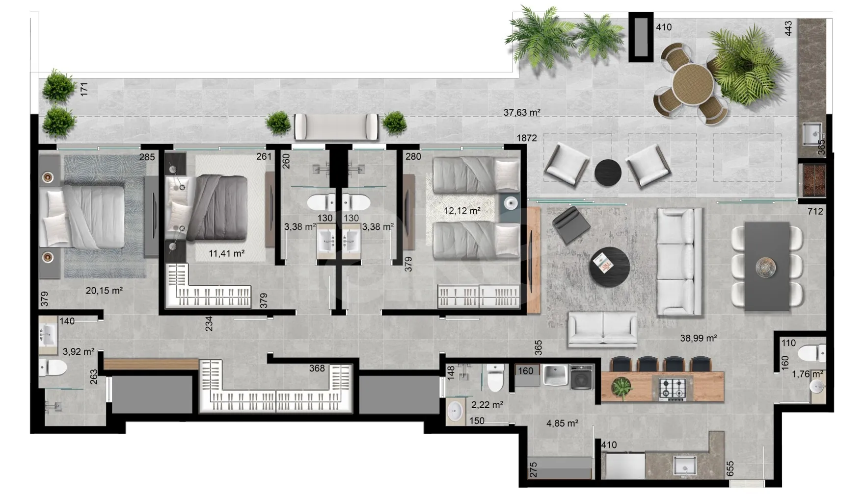 Planta — Apartamento 173,97 m²