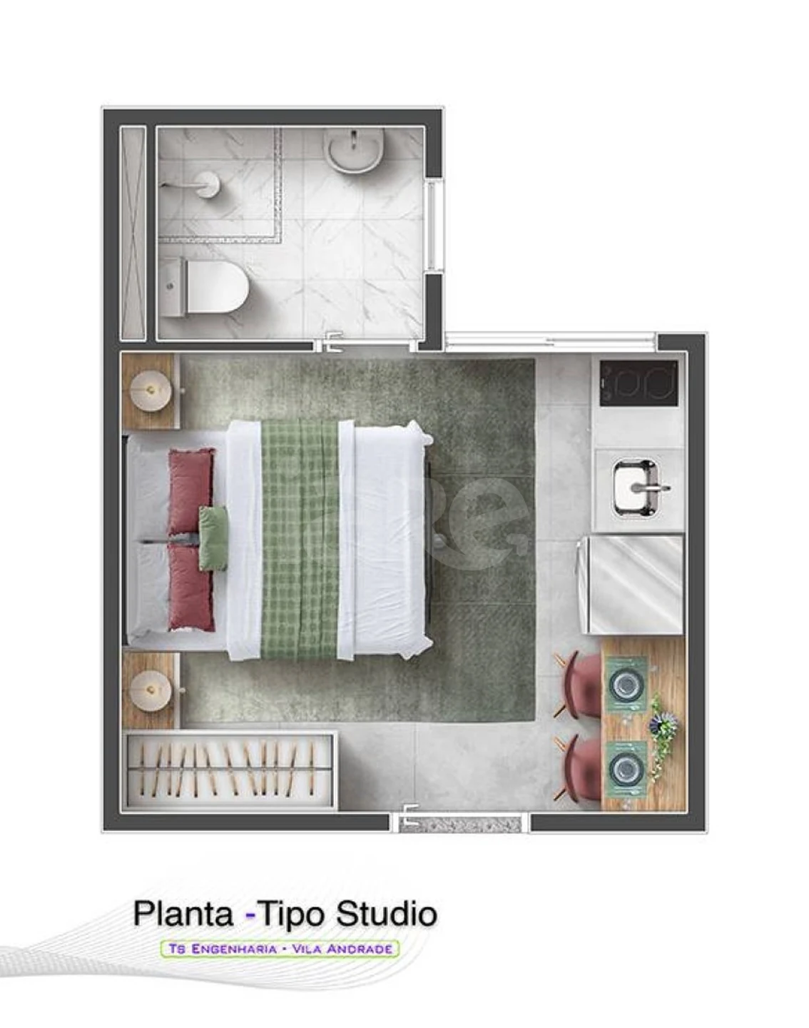 Planta — Studio 16,55 m²