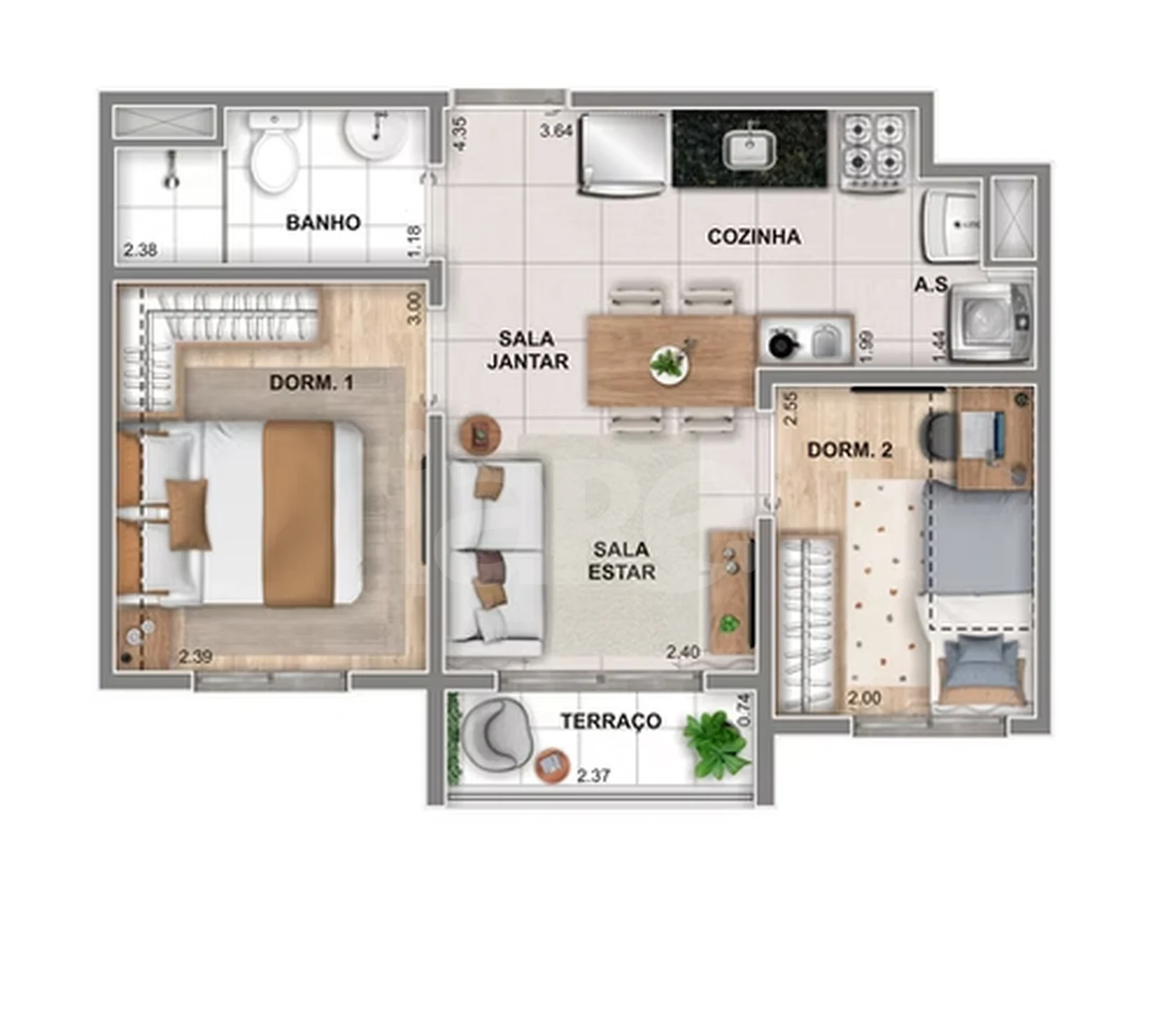 Planta — Apartamento 36,18 m²
