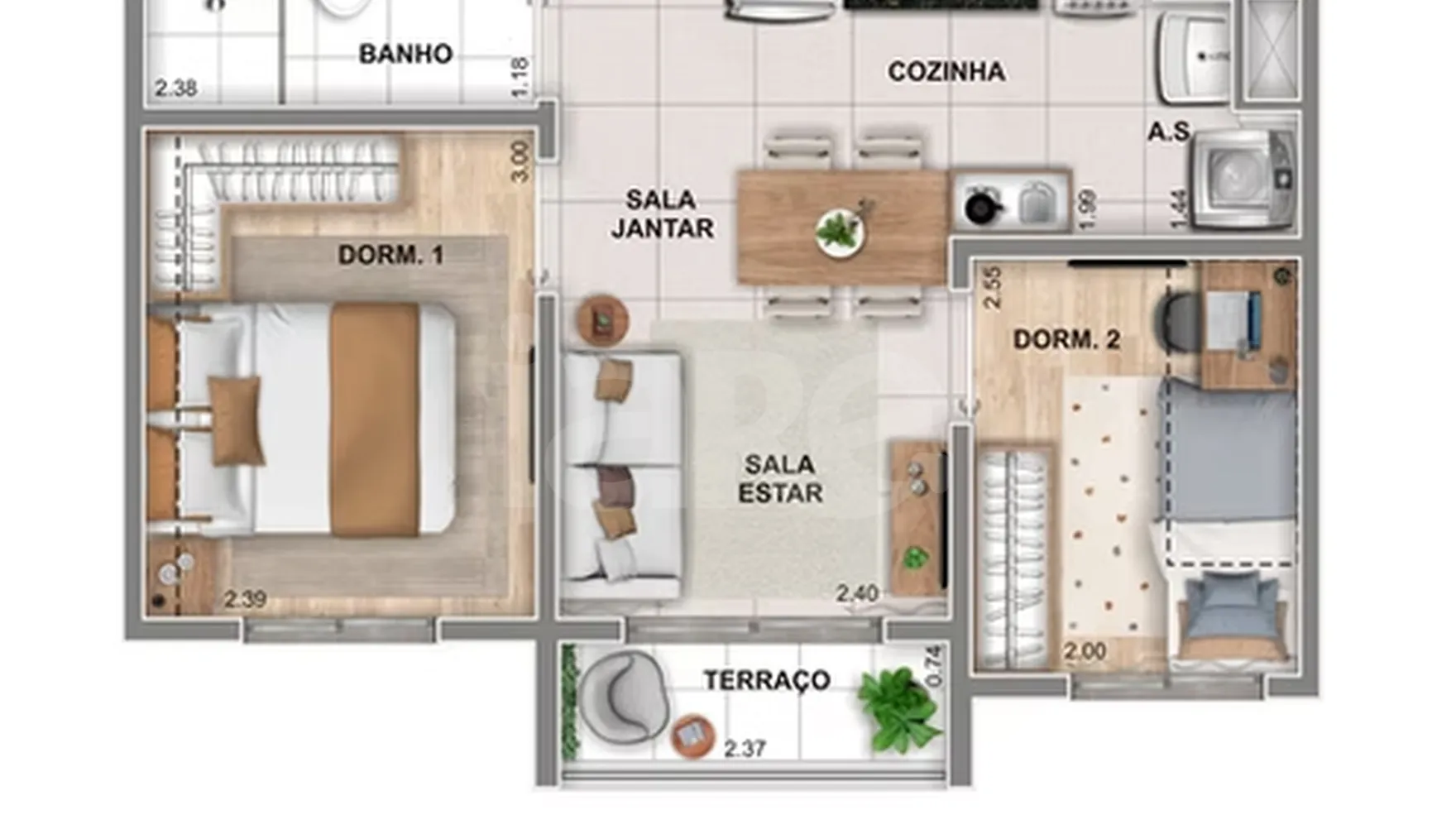 Planta — Apartamento 36,18 m²