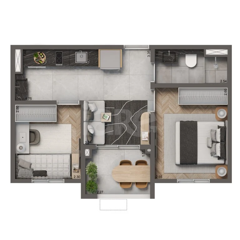 Planta — Apartamento 38,1 m²