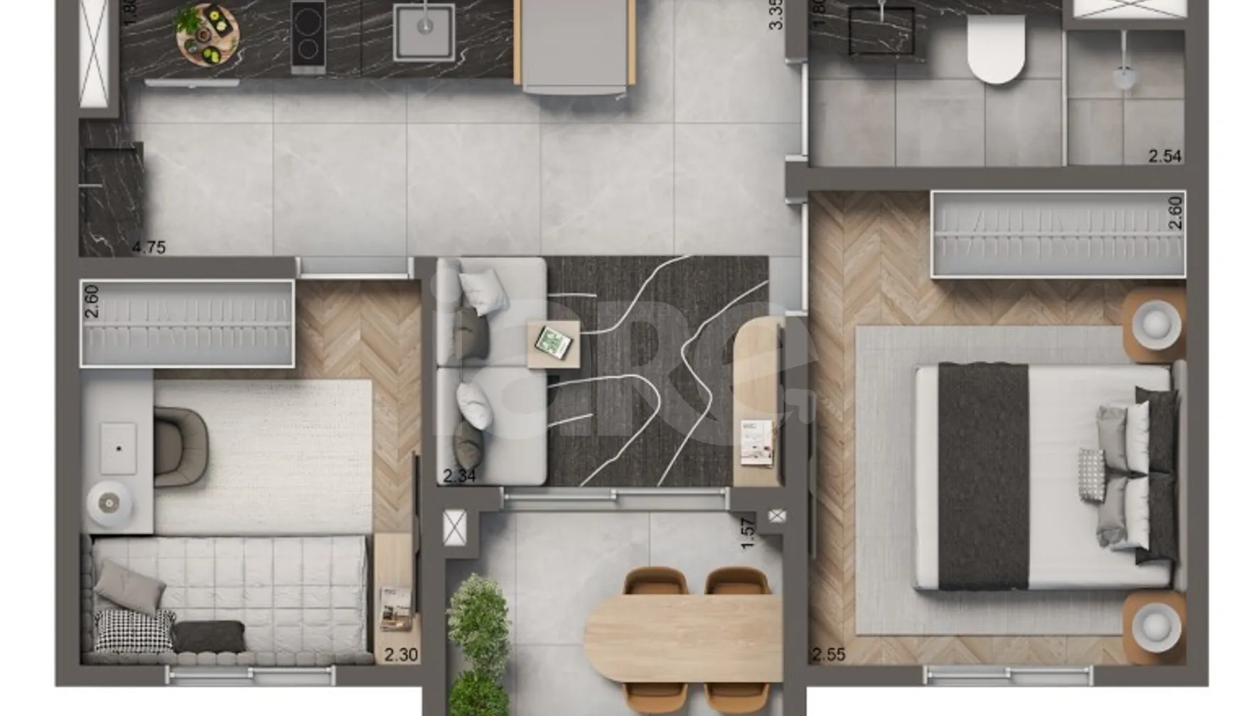 Planta — Apartamento 38,1 m²