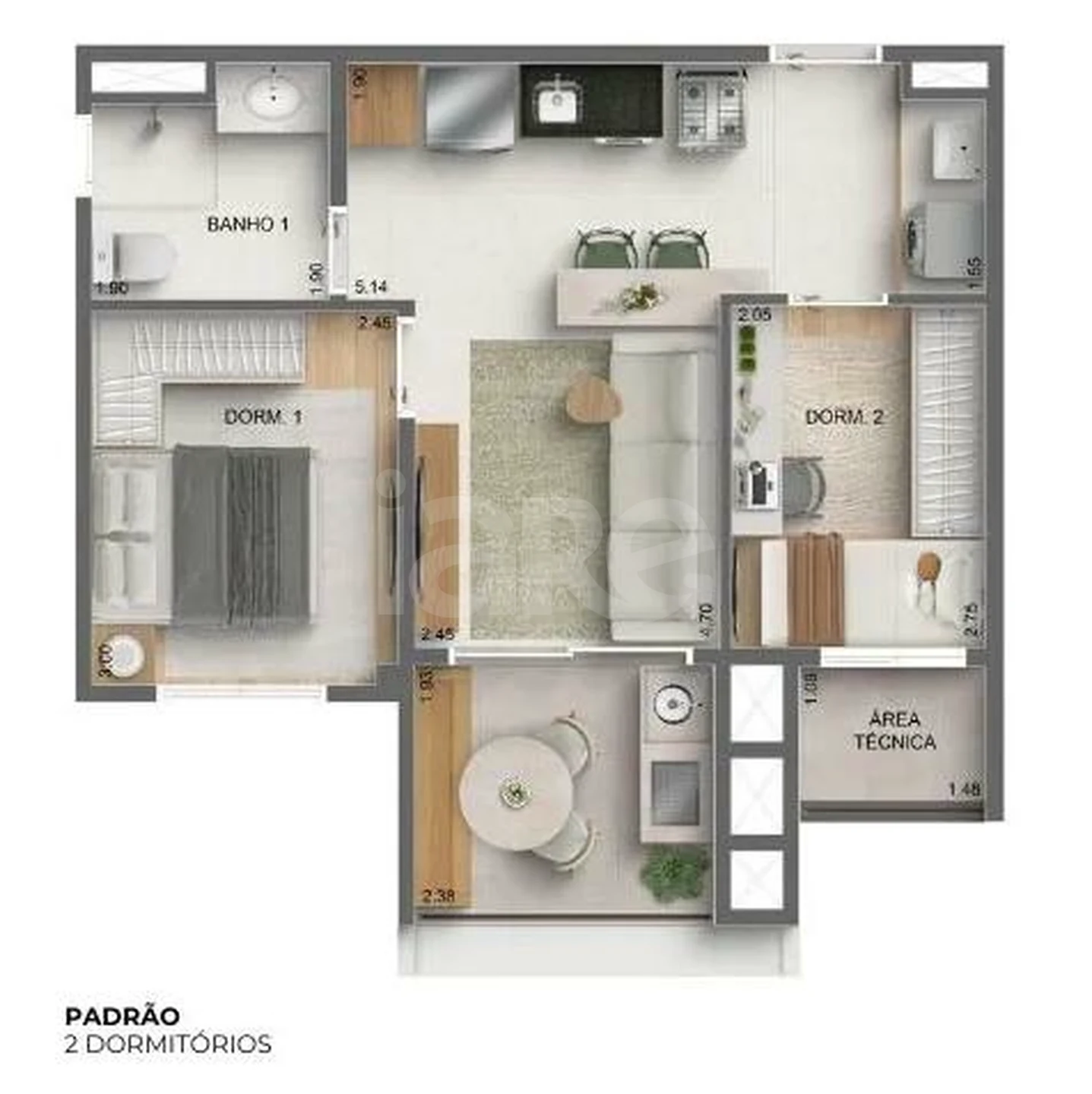 Planta — Apartamento 46,45 m²