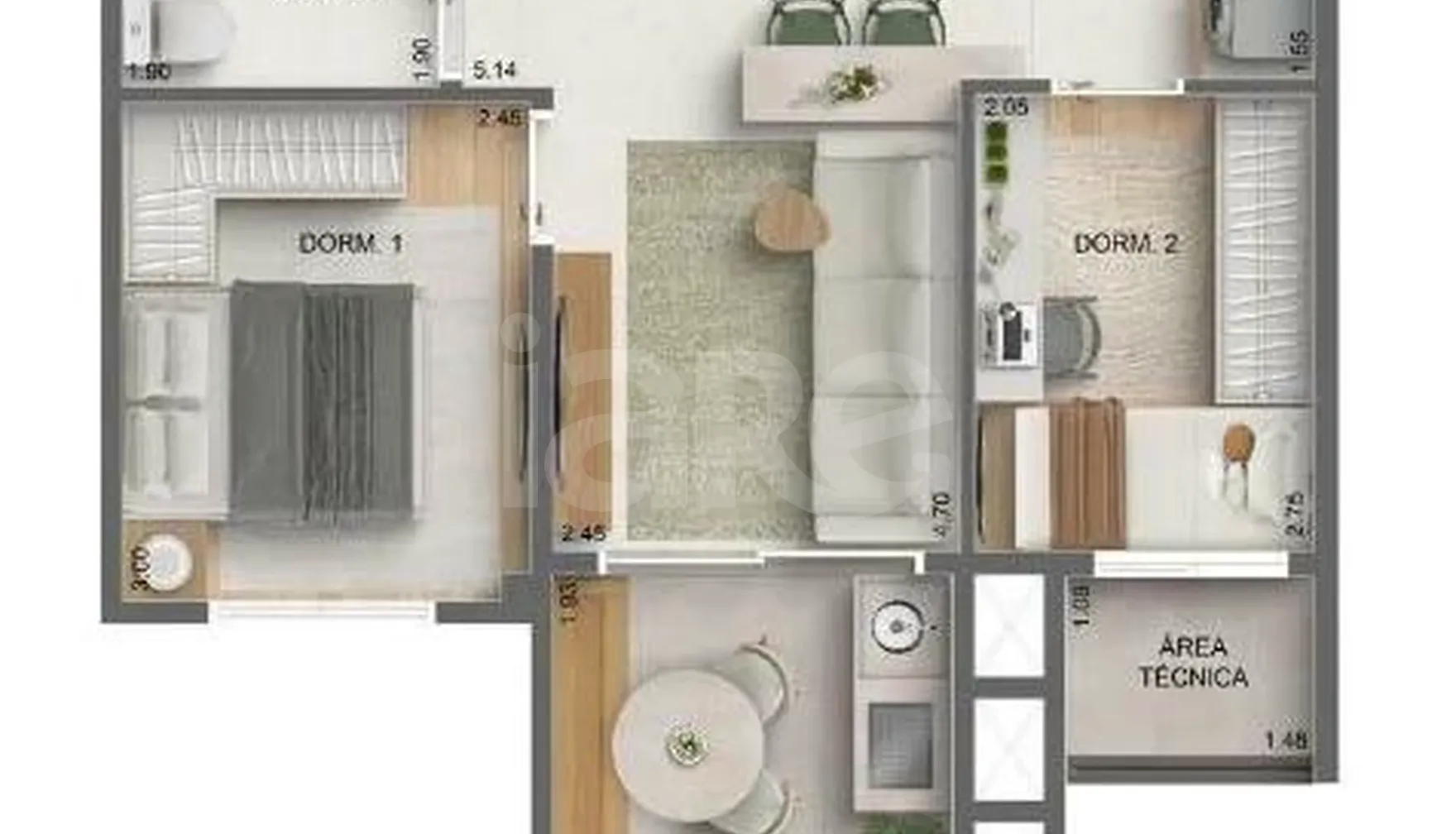 Planta — Apartamento 46,45 m²