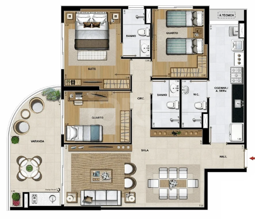 Planta — Apartamento 115,37 m²