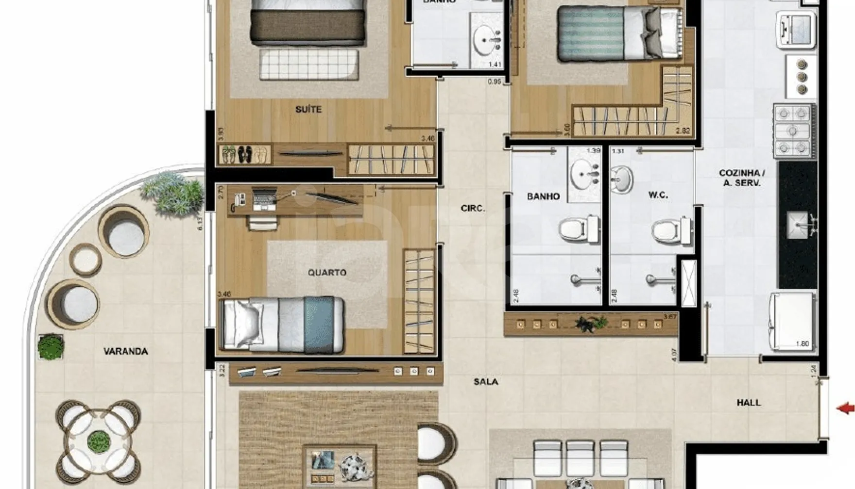 Planta — Apartamento 115,37 m²