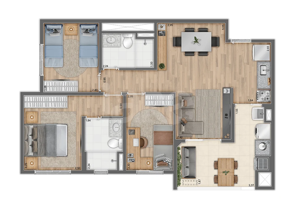 Planta — Apartamento 70,53 m²