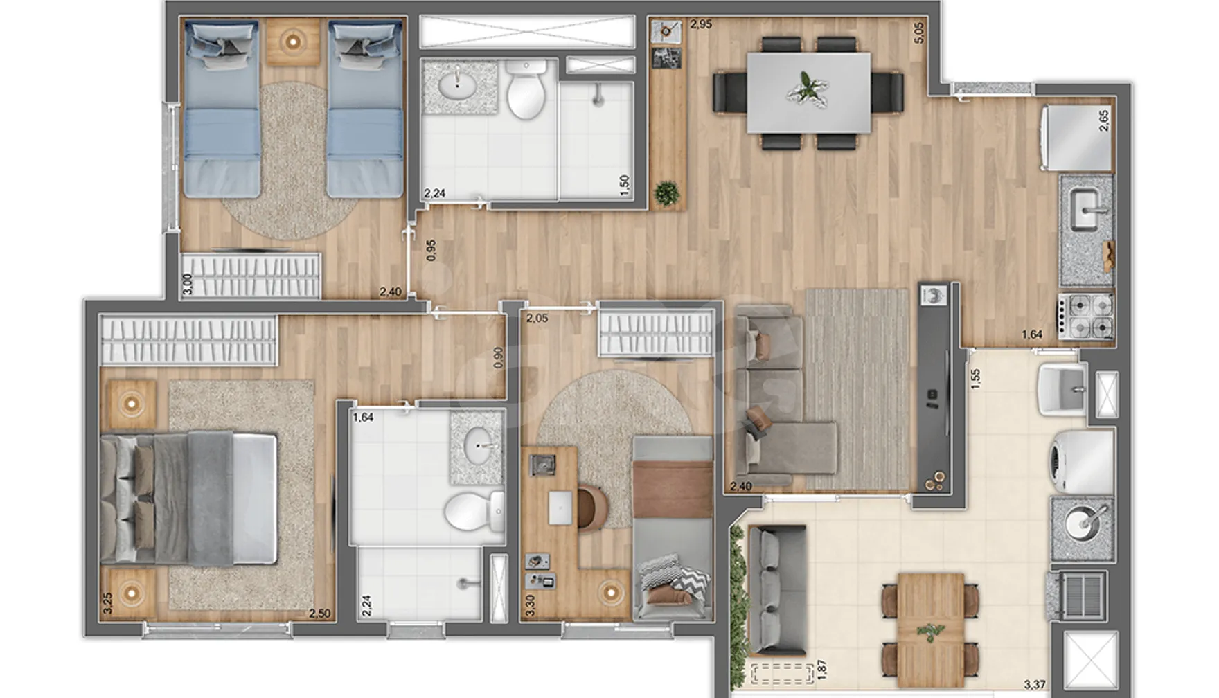 Planta — Apartamento 70,53 m²