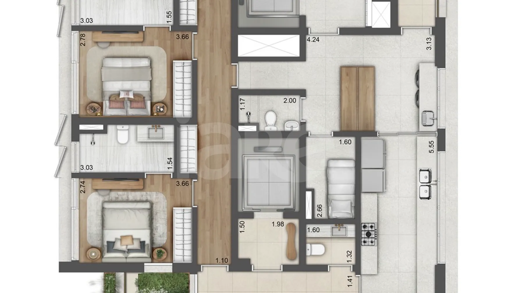 Planta — Apartamento 303,05 m²