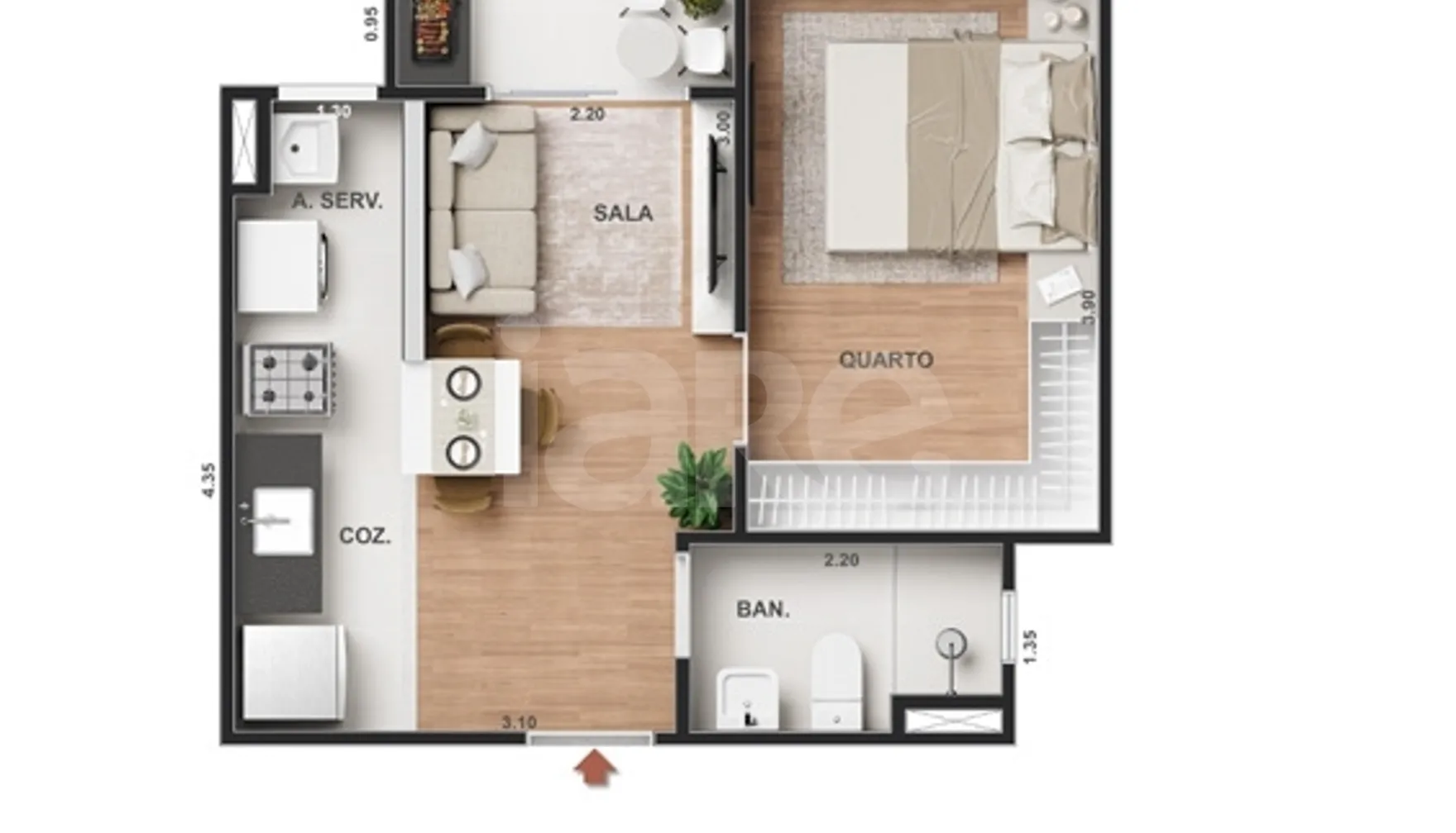 Planta — Apartamento 30,08 m²