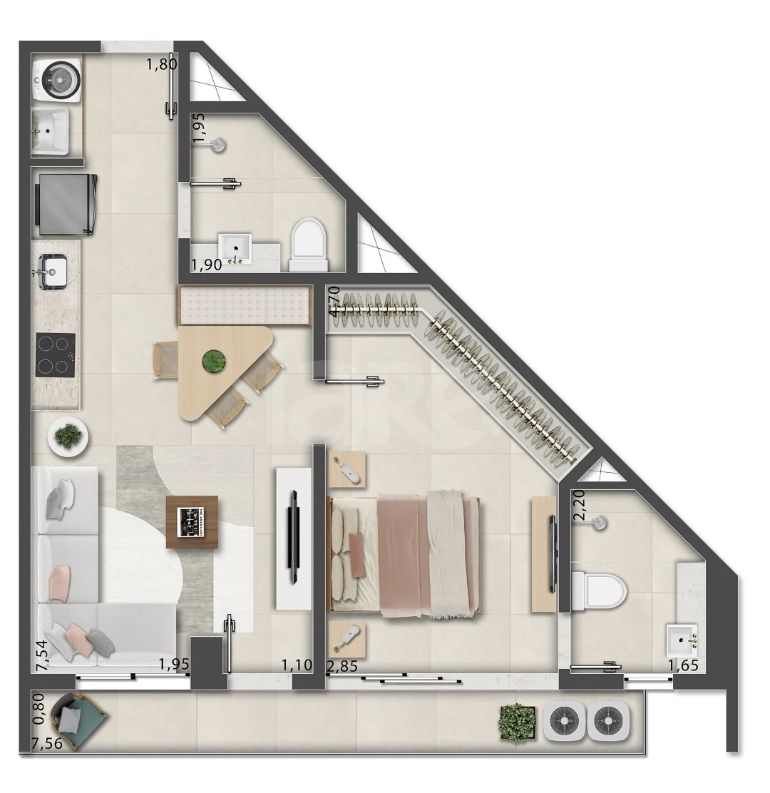 Planta — Apartamento 52,77 m²