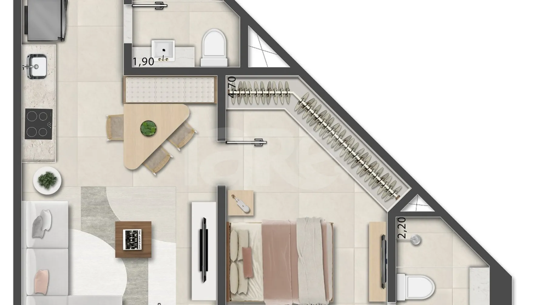Planta — Apartamento 52,77 m²