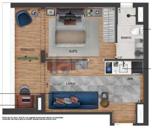 Planta — Apartamento 35,05 m²