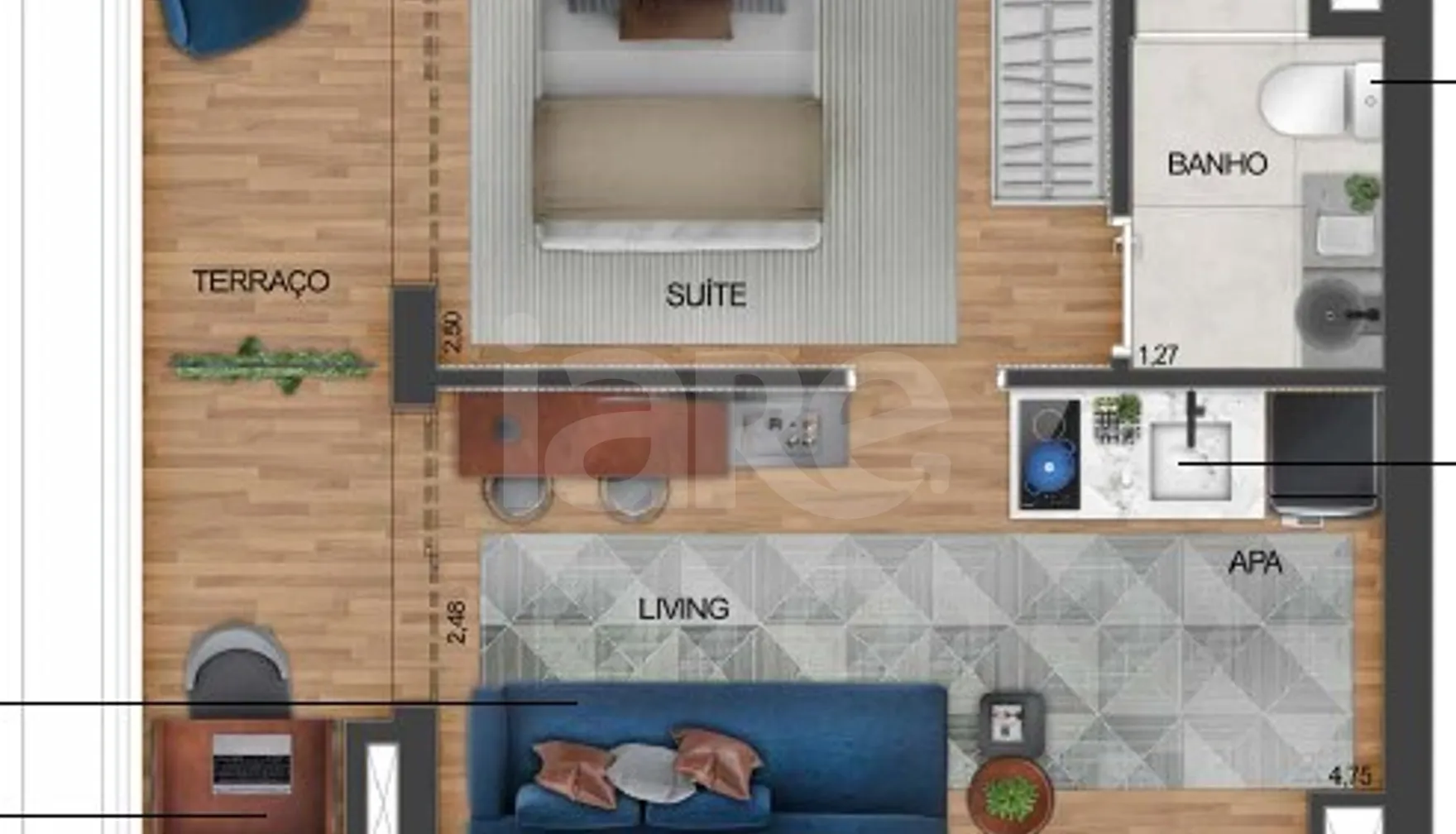 Planta — Apartamento 35,05 m²