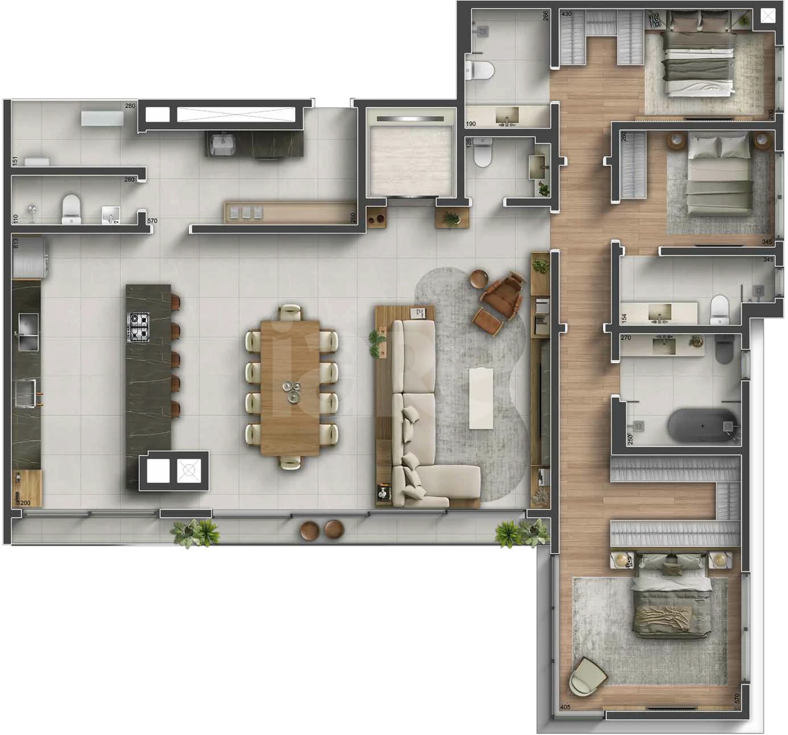 Planta — Planta 08 - 3 dorm 196m²