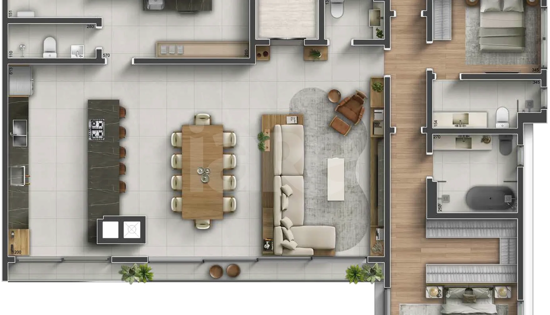 Planta — Planta 08 - 3 dorm 196m²