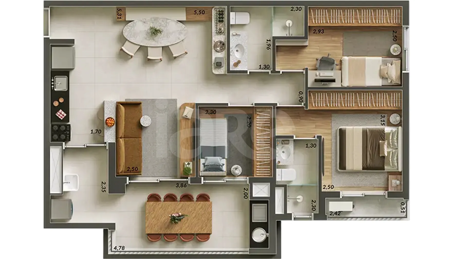Planta — Apartamento 80,06 m²