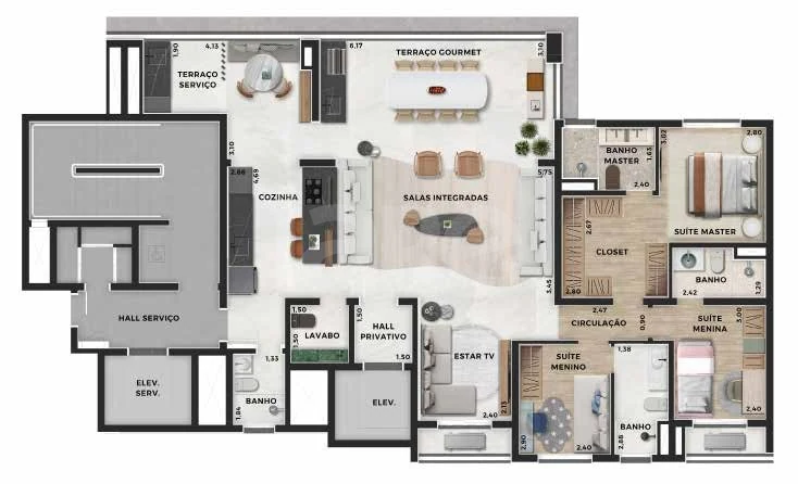 Planta — Apartamento 147,9 m²