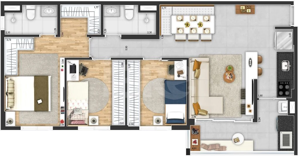 Planta — Apartamento 79,01 m²