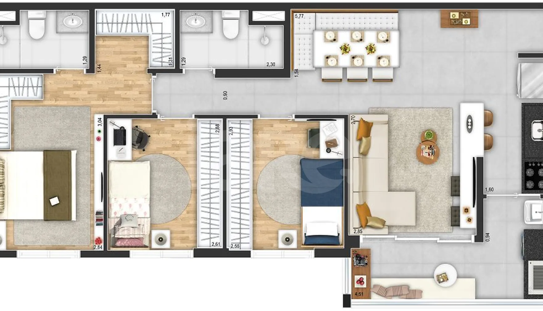 Planta — Apartamento 79,01 m²