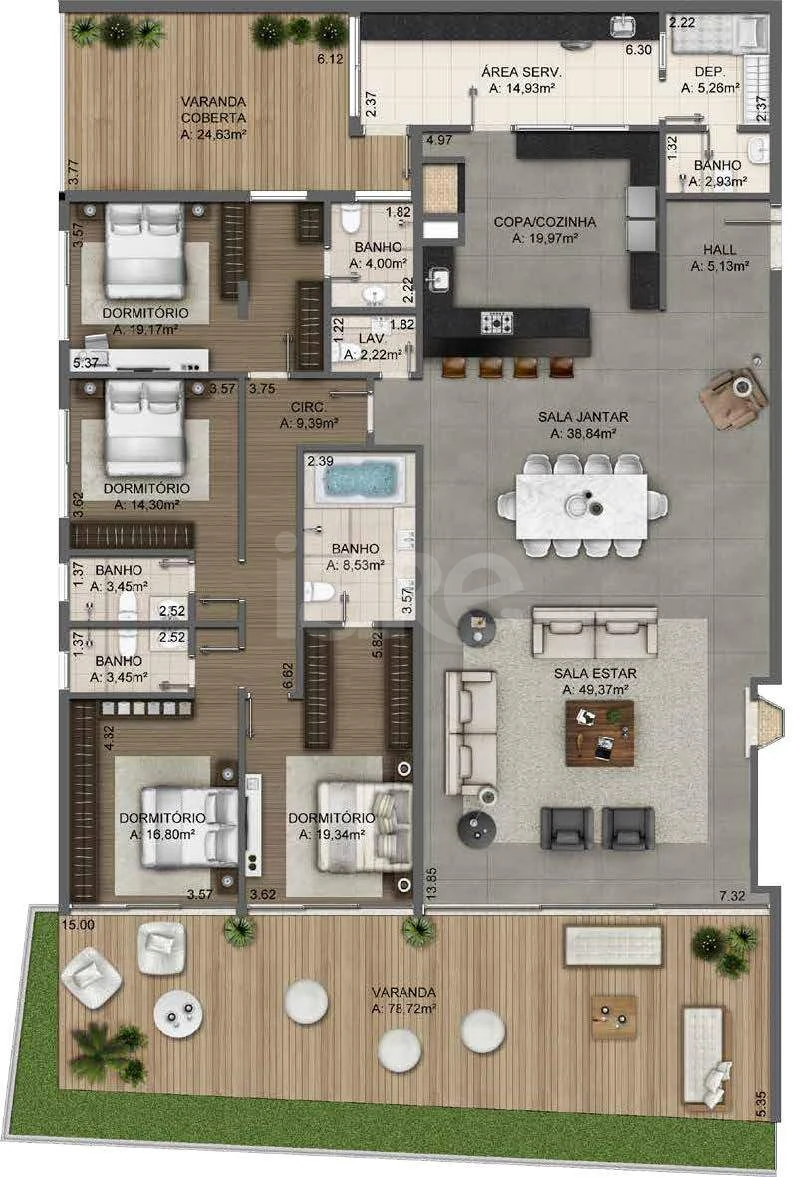 Planta — Apartamento 374,14 m²