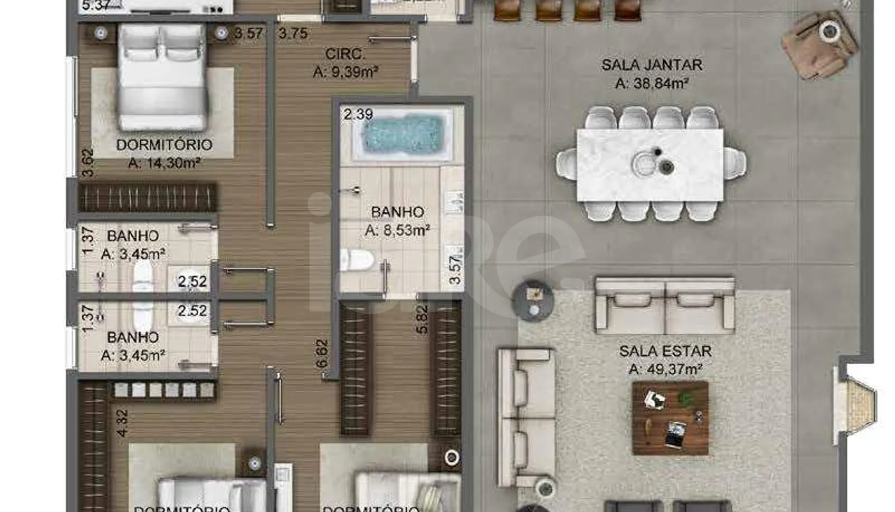 Planta — Apartamento 374,14 m²