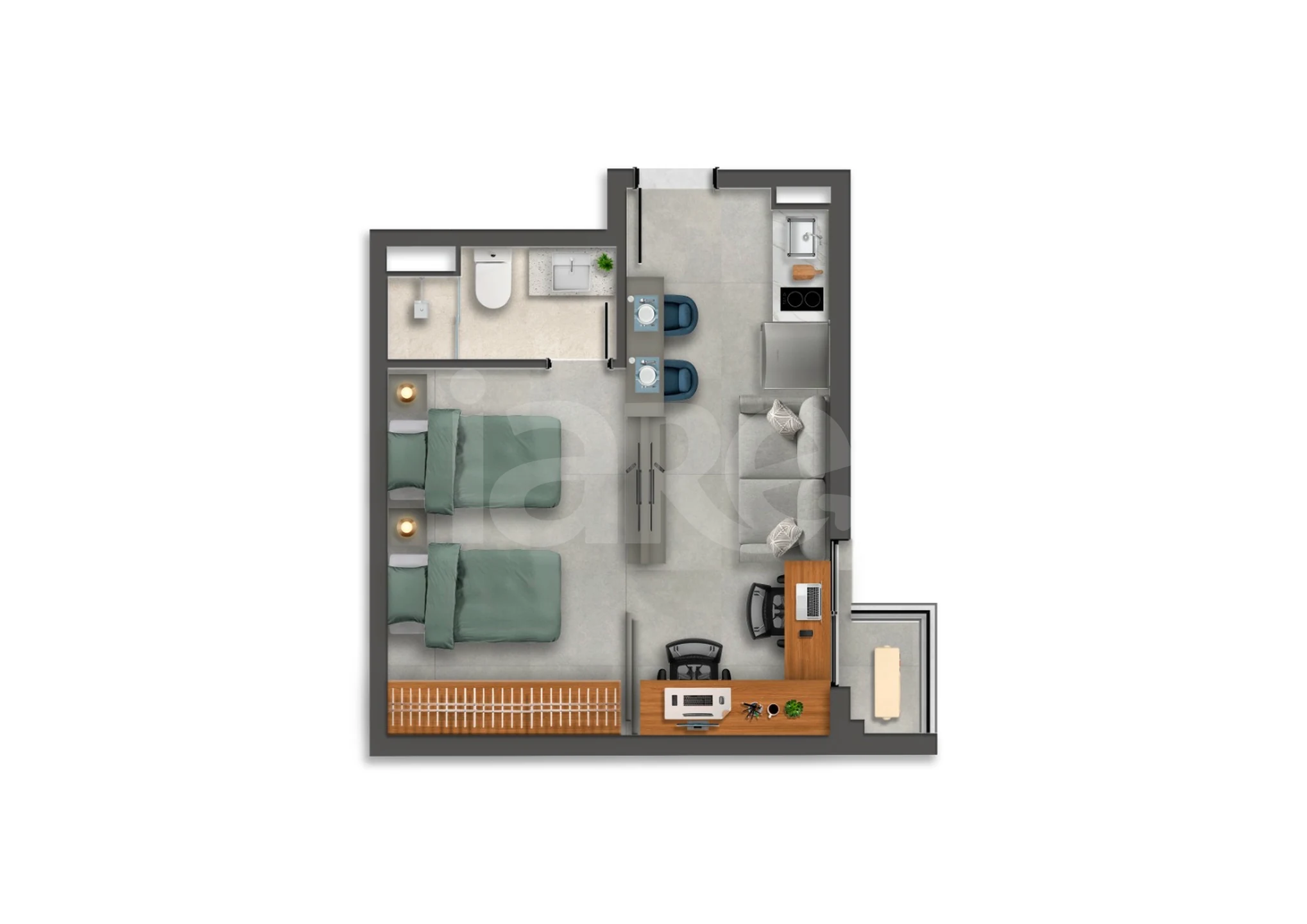Planta — Studio 32,68 m²