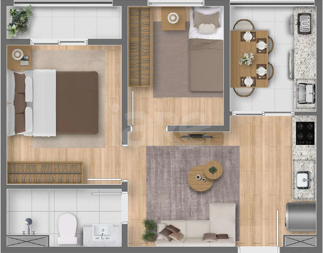 Planta — Apartamento 37 m²